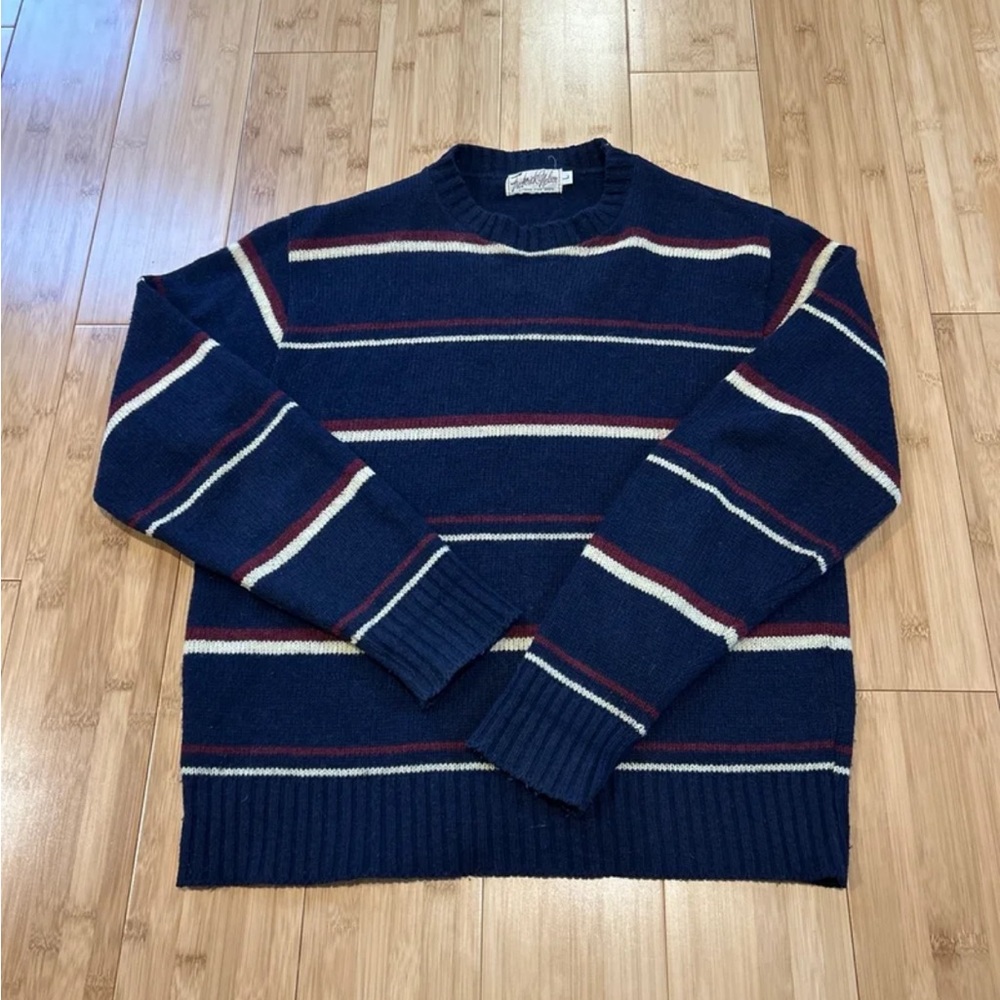 Vintage Wool Blend 70s Striped Crewneck Grandpa Sweater Men’s Large Unisex